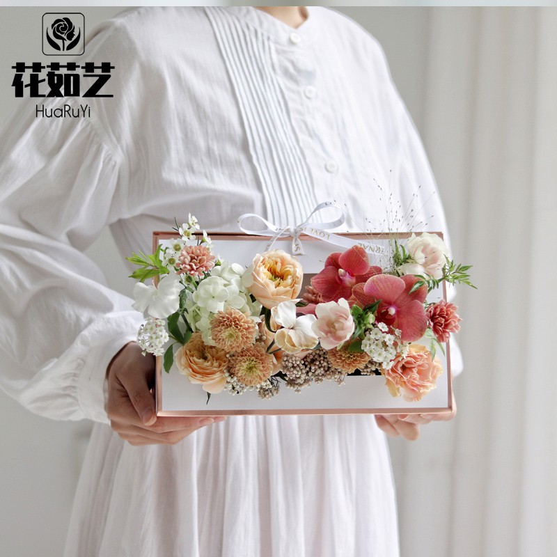 女神節 包裝盒 花茹藝女神節迷露插花盒鮮花禮盒包裝盒花束花藝手提女王花店材料 蝦皮購物