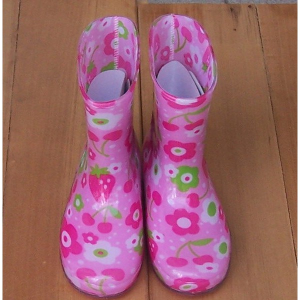 日本HAPPY MOUSE櫻桃草莓花朵圖案水晶果凍雨鞋/雨靴