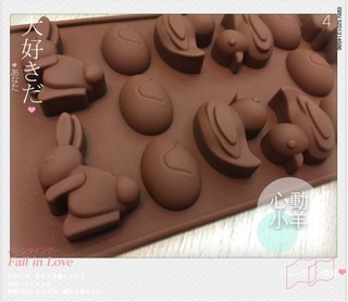 心動小羊^^.耐高溫小鴨、復活節兔子矽膠巧克力模、迷你手工皂蠟燭果凍布丁模製冰格、翻糖、香磚、迷你皂模