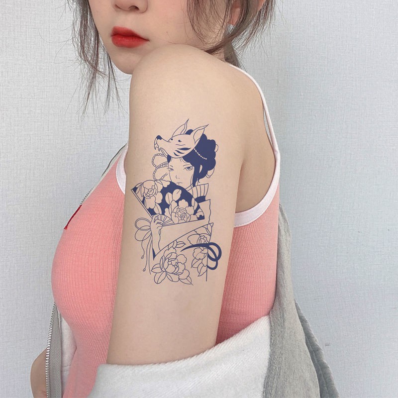 草本果汁貼性感狐貍面具藝妓防水不反光女半永久防搓刺青花臂 蝦皮購物