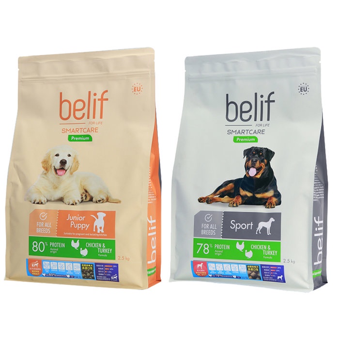 Belif比利夫 幼犬/成犬 飼料 2.5kg 高達78%鮮肉蛋白質含量 狗糧『WANG』