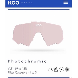 Kask KOO Spectro 太陽眼鏡替換鏡片（蔡司鏡片）- Photochromic 變色鏡片