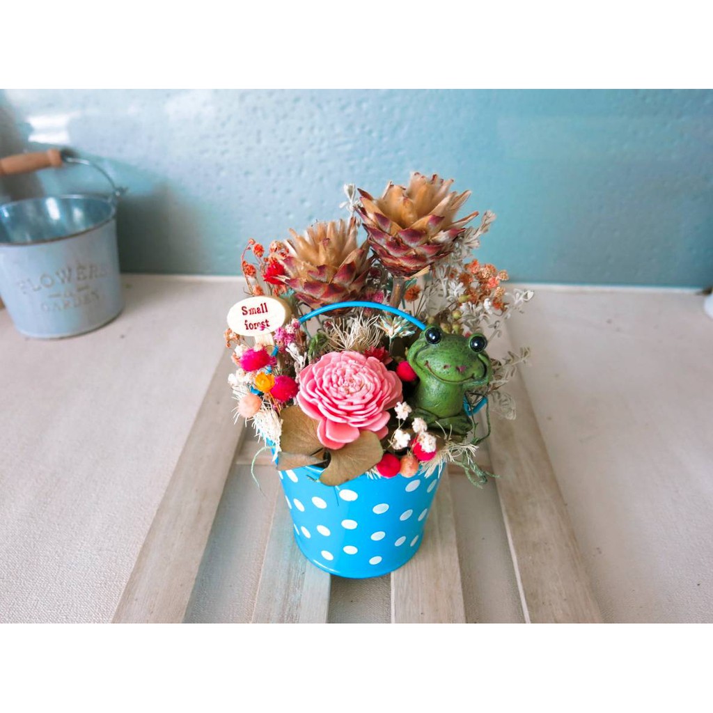 綠蝶花園神隱少女森林陽光陀螺鐵器水桶乾燥花 乾燥花送禮 蝦皮購物