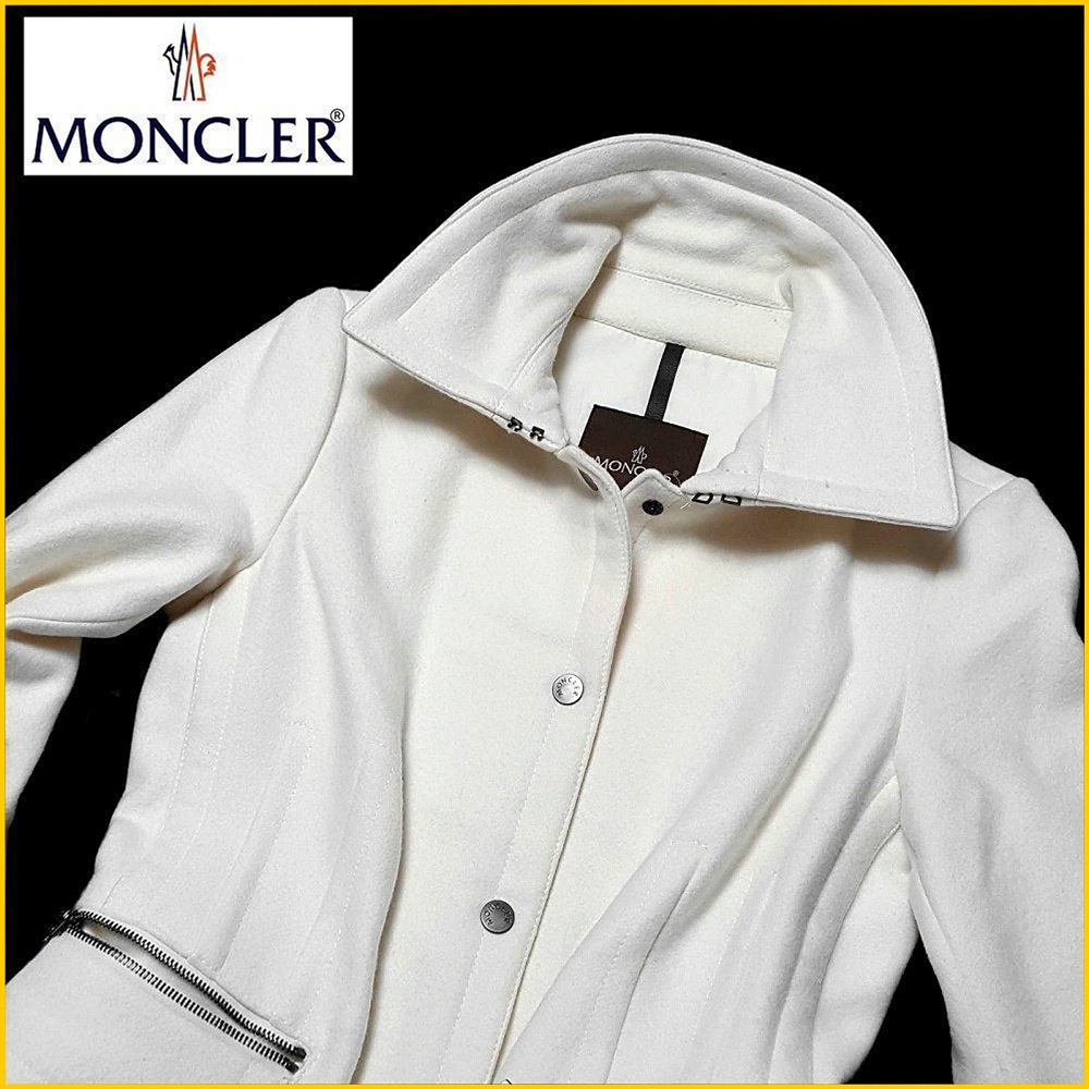 法國品牌 MONCLER 羊毛短大衣  近新品 女 M號 3D剪裁 羊毛混紡 毛料外套 羊毛料 修身外套 AF135M