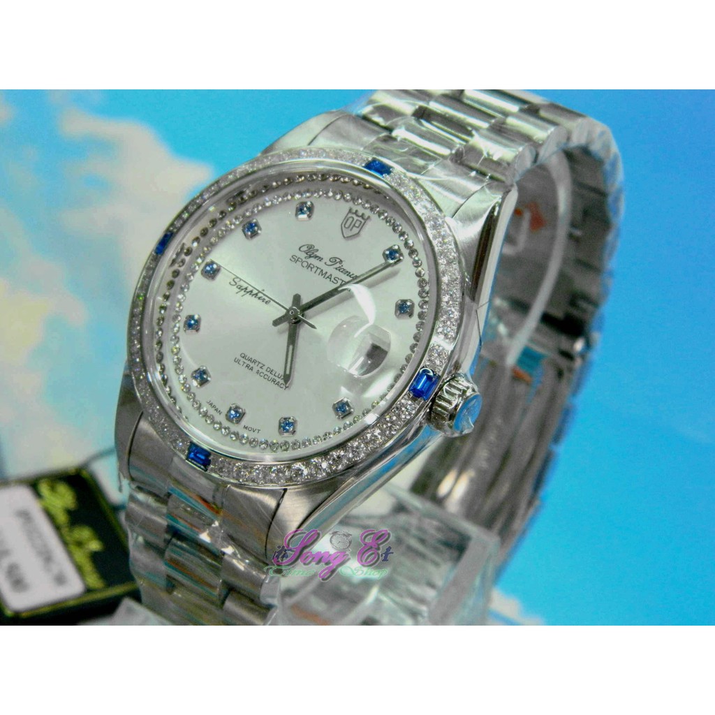 OP Olym Pianus 奧柏錶 89322DGW 頂級晶鑽錶 爪鑲奧地利施華洛世奇高級水晶 瑞士品牌代理商出品