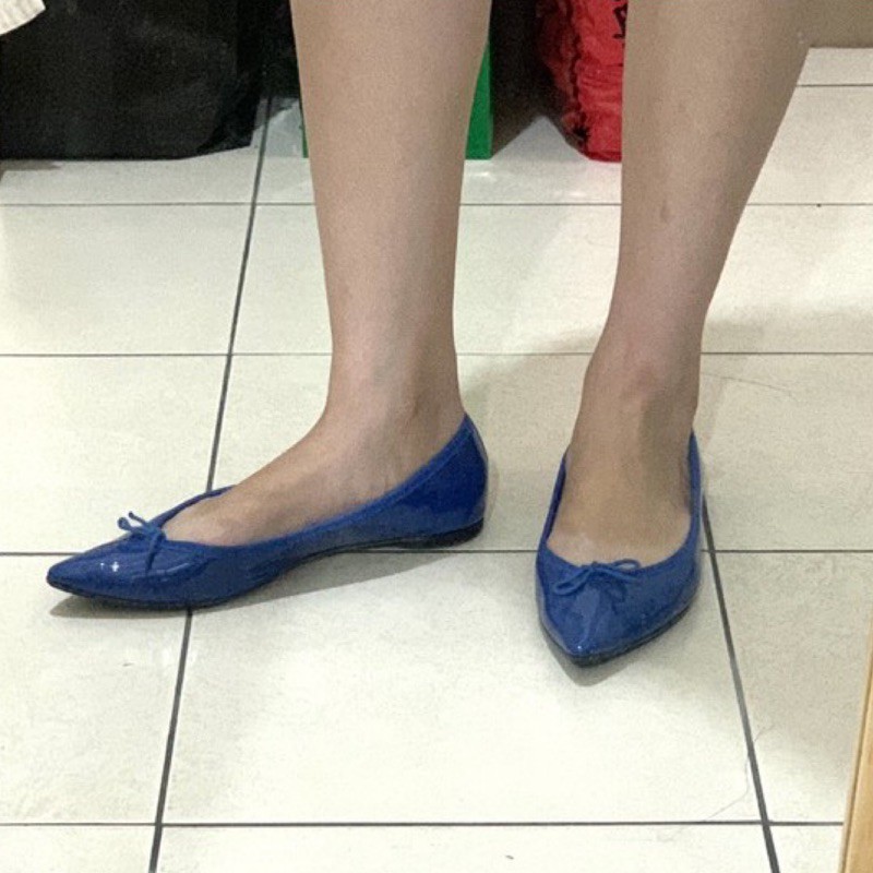法國製repetto 藍色漆皮尖頭平底鞋