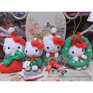 ♥小公主日本精品♥HelloKitty美樂蒂大耳狗布丁狗帕洽狗組合聖誕吊飾 絨毛玩偶4入組08430205