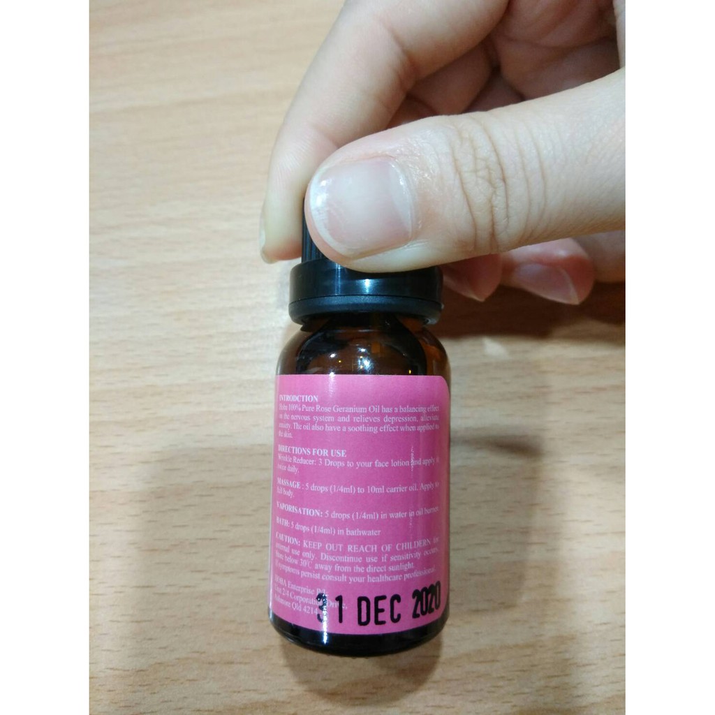 HOBA 100%玫瑰天竺葵(Rose Geranium)芳療精油15ml