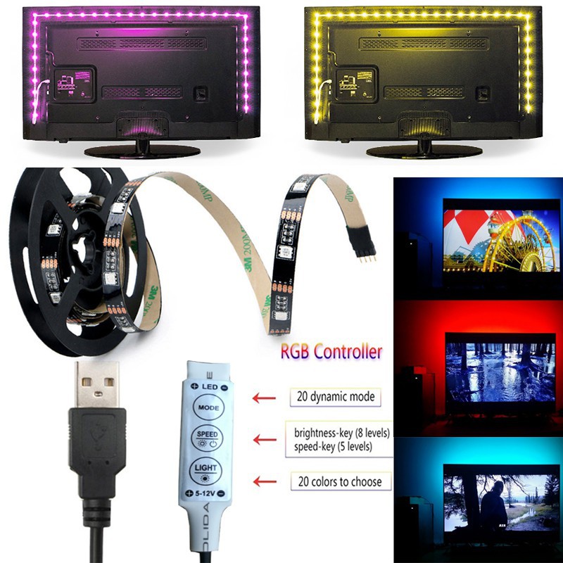 Usb LED燈條5V 5050 RGB變色+控制器