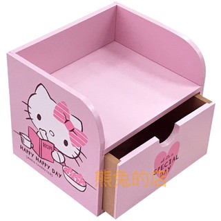 《熊兔的店 》優惠價 正版授權 木製 Hello Kitty 抽屜收納盒 桌上收納盒 KT-630103