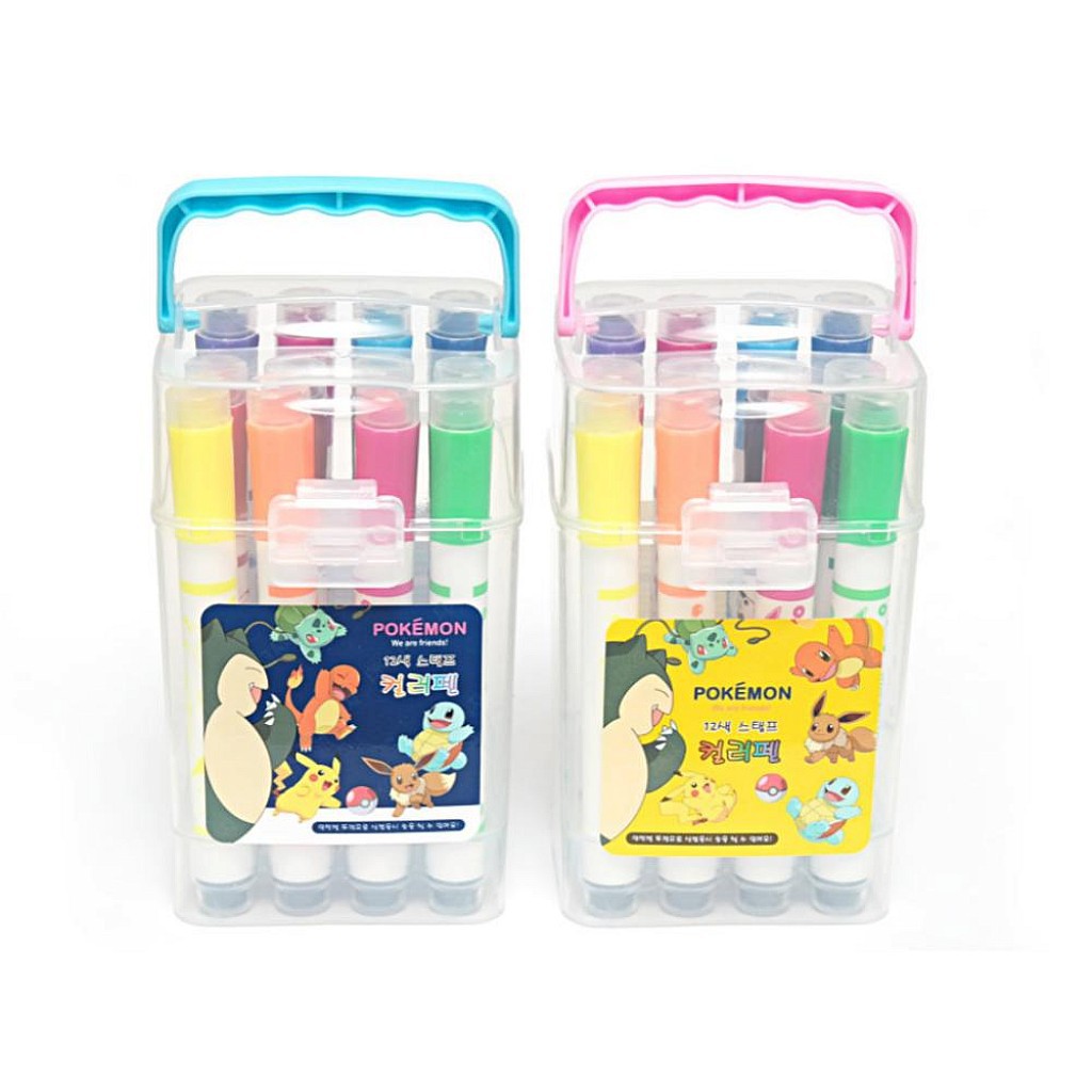 【日本進口】神奇寶貝 精靈寶可夢 Pokémon 皮卡丘 12色彩色筆+印章筆蓋 2款隨機