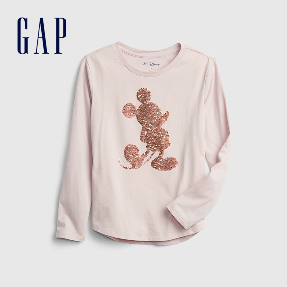 Gap 女童裝 Gap x Disney迪士尼聯名 雙面亮片長袖T恤-粉色(764476)
