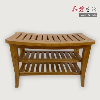 【品愛生活】柚木實木穿鞋椅70cm