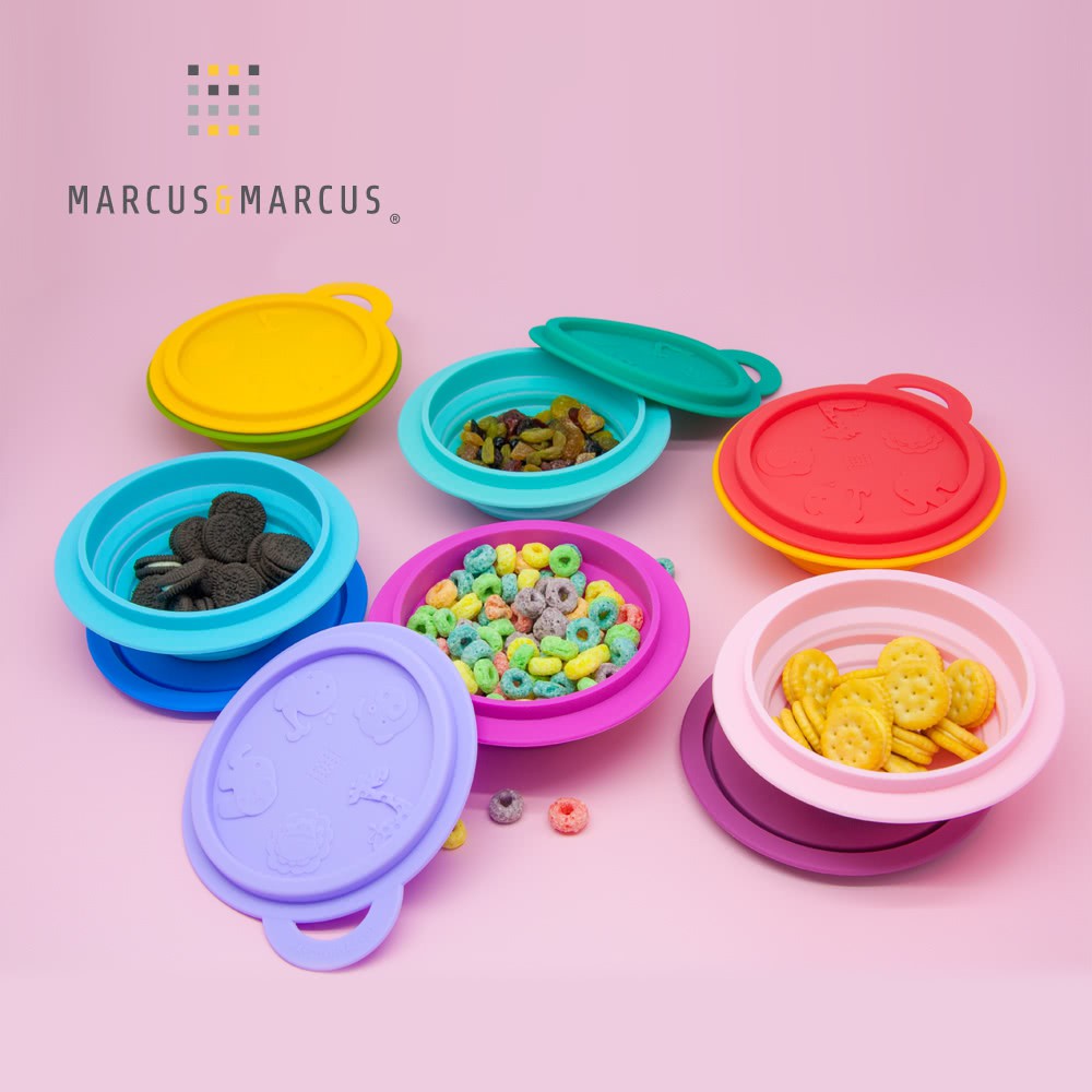 加拿大Marcus&amp;Marcus動物樂園矽膠摺疊碗(多款任選)【安琪兒婦嬰百貨】