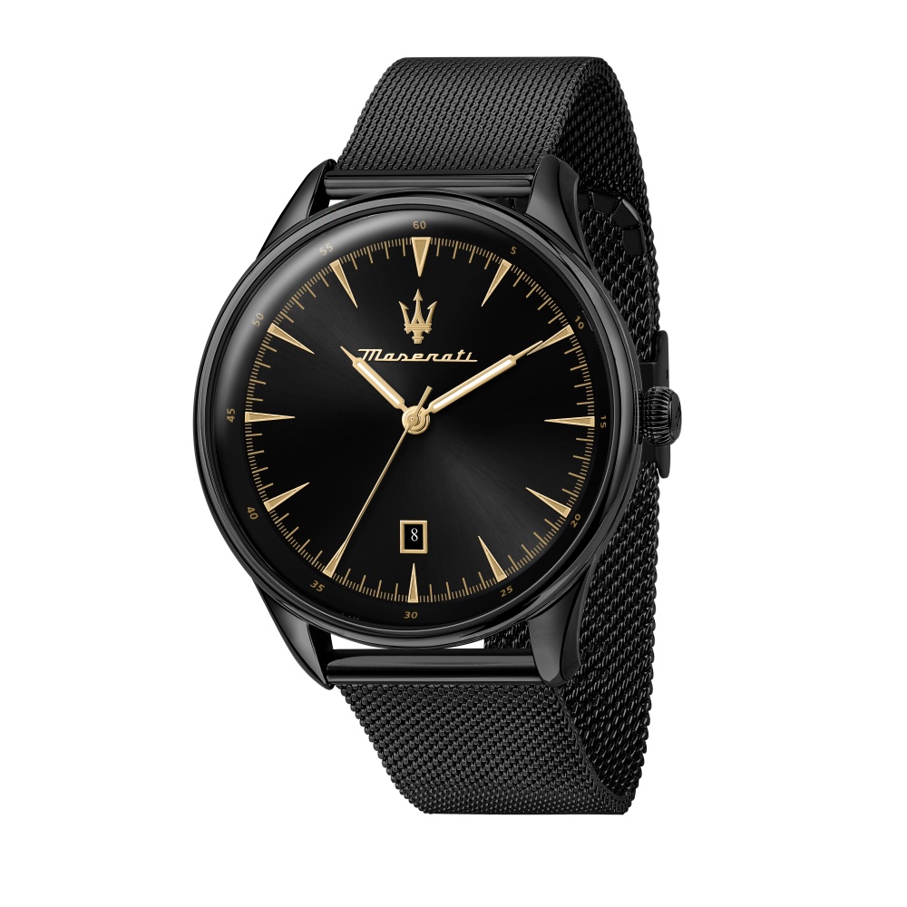 MASERATI 瑪莎拉蒂 經典黑鋼米蘭帶腕錶45mm(R8853146001)