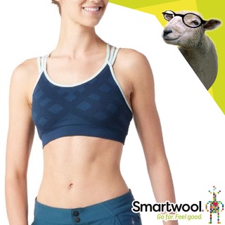 【美國SmartWool】女款 Merino羊毛超輕彈性透氣無痕交叉肩帶貼身內著內衣.背心胸衣/SW000847 暮光藍