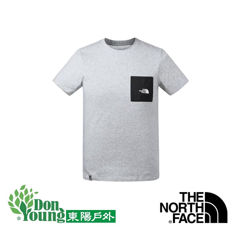 【THE NORTH FACE】戶外吸濕排汗男款FlashDry 口袋Logo短上衣/NF0A3V3T