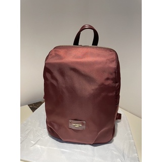 samsonite red 酒紅 後背包 有脫皮狀況