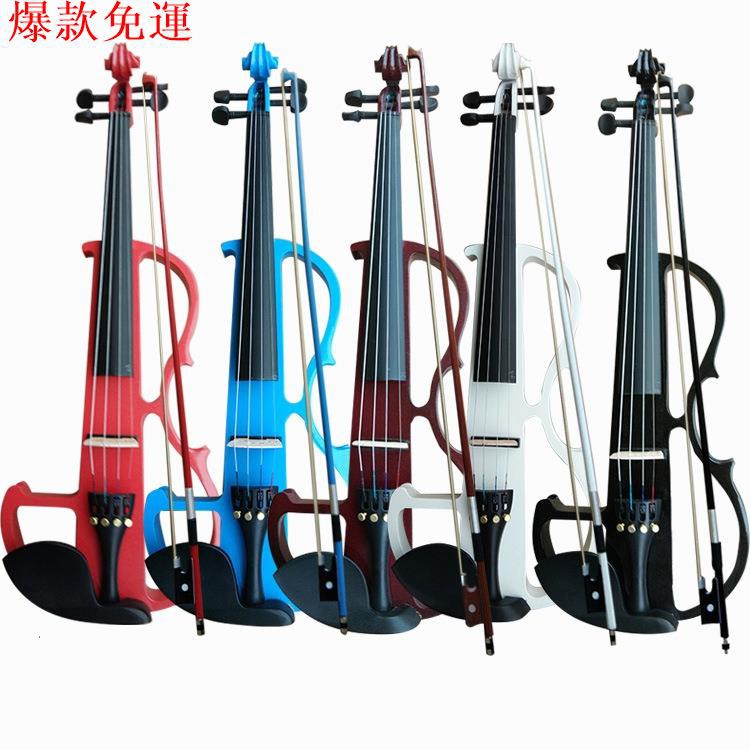 【勁大優選汽配】小提琴 高檔黑色手工閃光 電子小提琴 初學者演奏 電聲小提琴樂器