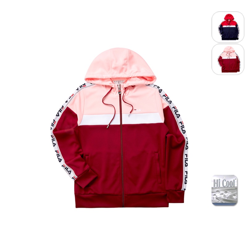 Fila 女吸排連帽外套 深紅尺寸m 蝦皮購物