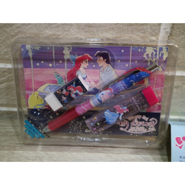 婕的店日本精品~日本Disney灰姑娘文具組 自動鉛筆 筆芯0.5 橡皮擦 明信片