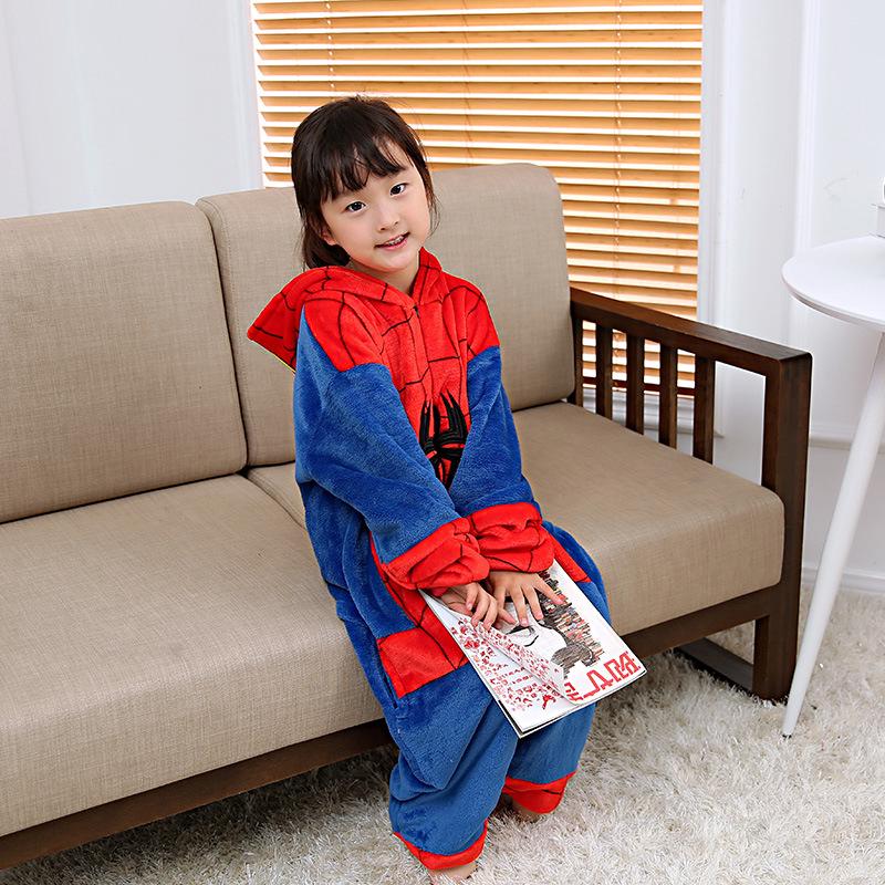 可愛蜘蛛人連體睡衣兒童法蘭絨家居服休閒童裝連體衣