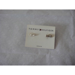 Tommy Hilfiger銀色珍珠+水鑽耳環套組