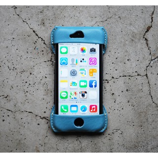 日本製 iPhone SE/5s/5c/5 義大利皮革 手工皮套 ROBERU 手機套 天藍色 新品出清