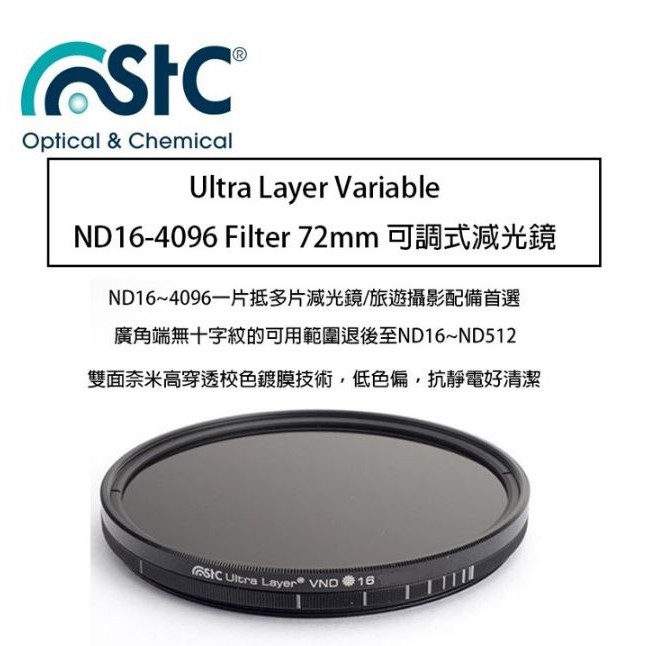 【eYe攝影】 STC Ultra Layer Varable ND16-4096 Filter 72mm可調式 減光鏡