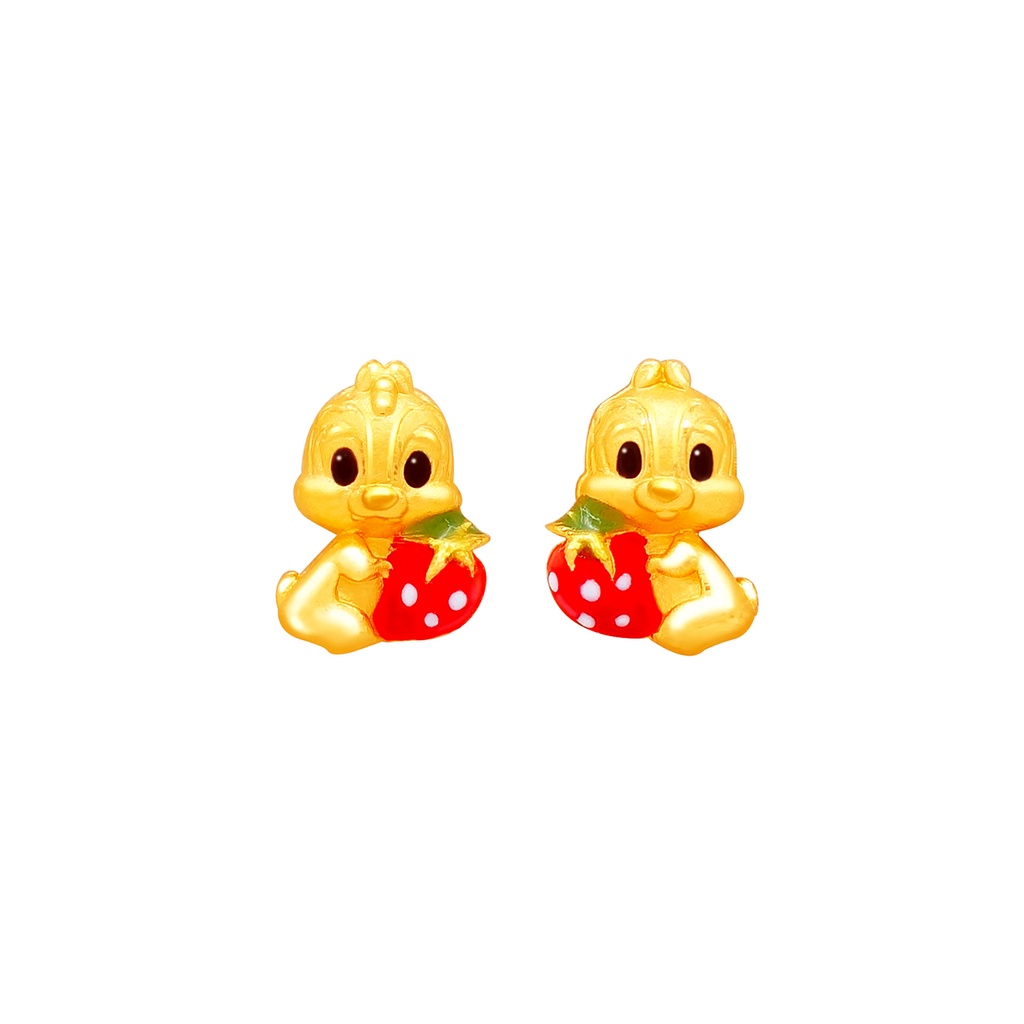 9999純金【草莓奇奇蒂蒂】黃金耳環，玉堂成珠寶銀樓，高雄，迪士尼，奇奇蒂蒂，金飾
