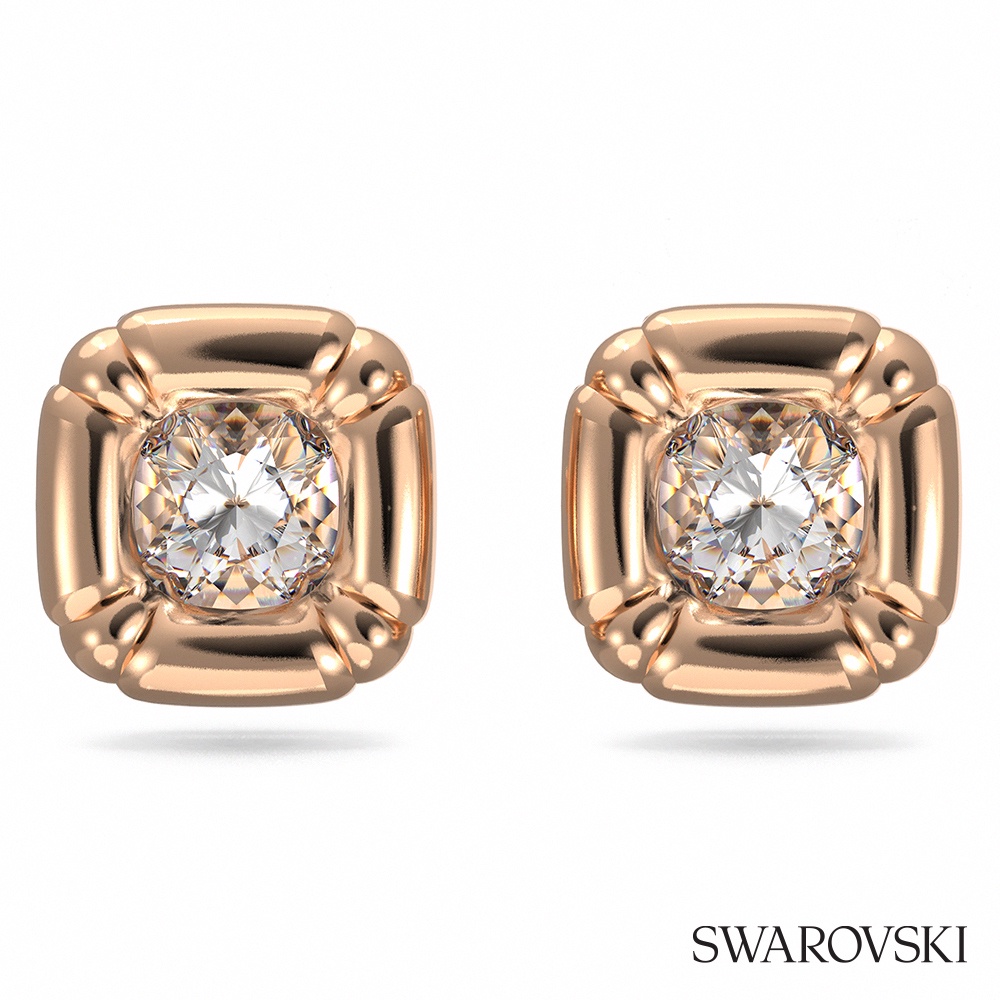 SWAROVSKI 施華洛世奇 Dulcis 玫瑰金色調枕形切割耳釘