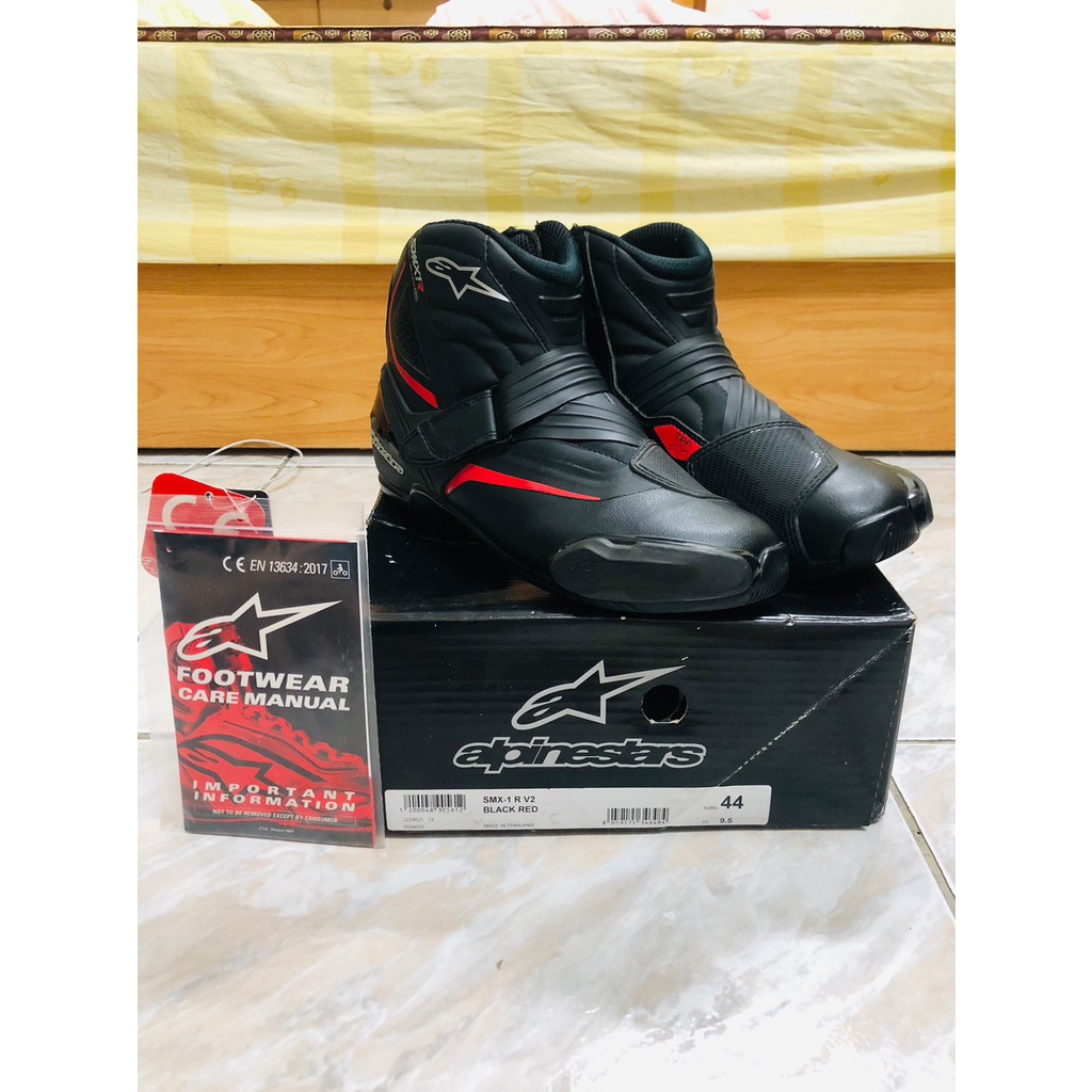 Alpinestars A星 SMX-1 R V2 賽道 休閒防摔短車靴 黑紅 44號