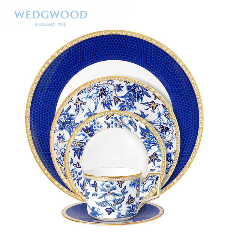 Wedgwood Hibiscus芙蓉餐具5件套 西式骨瓷套裝茶咖啡杯碟子托盤