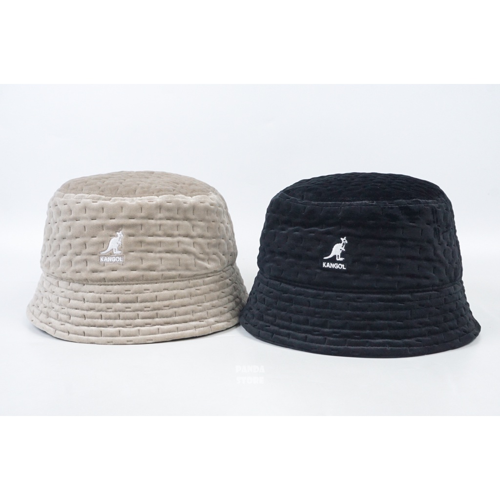 胖達）KANGOL 袋鼠 衍縫 壓紋 護耳 漁夫帽 帽子 黑 米