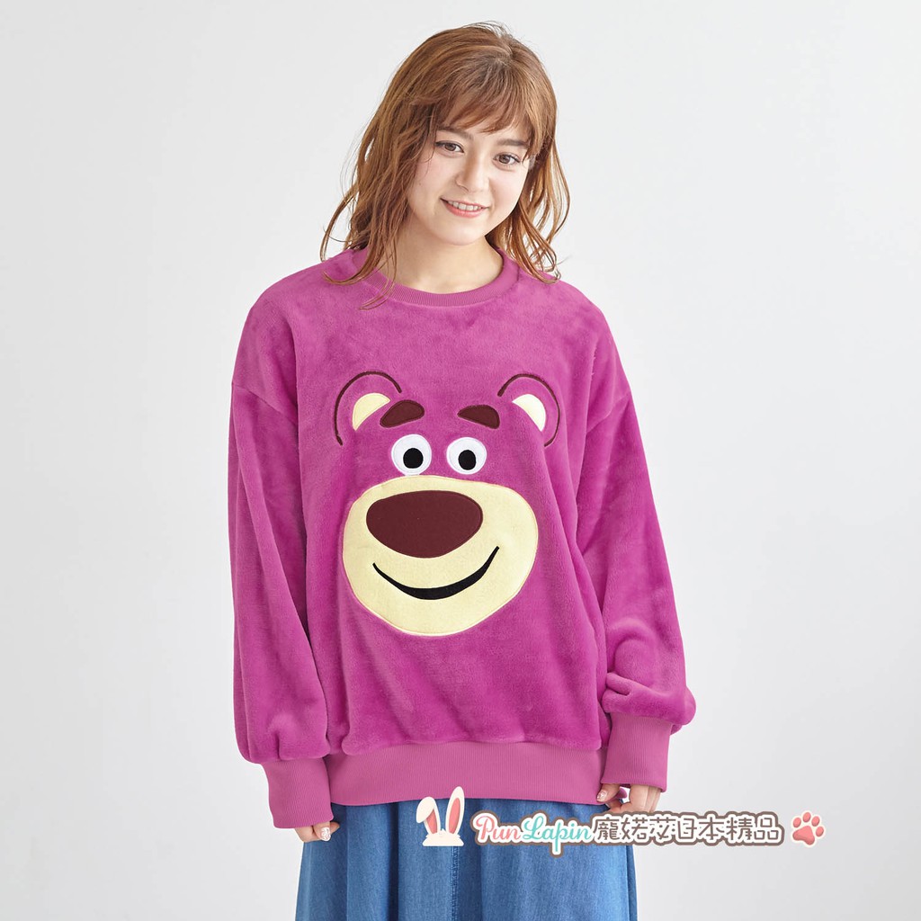 (預購款)日本正品Disney 迪士尼 刺繡可愛 長袖 圓領T恤 上衣 絨毛保暖衣 草莓熊 熊抱哥 S~3L號
