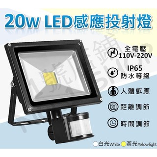 1號店鋪(現貨) 20W LED 感應投射燈 高亮度 人體感應燈 戶外照明燈 投光燈 廣告燈 智慧感應燈 補光燈