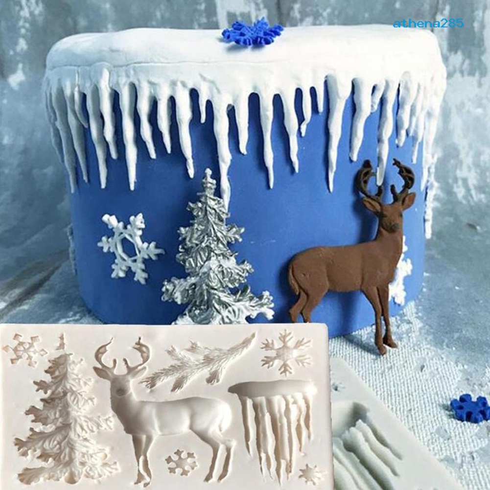 【妙妙屋】耶誕樹麋鹿雪花冰柱矽膠翻糖模具工具巧克力模