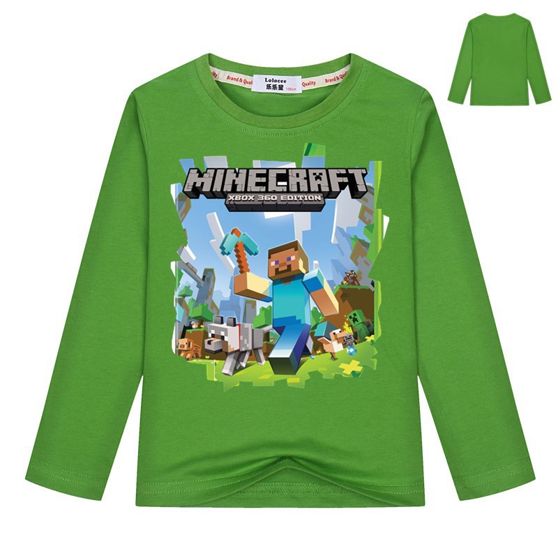 【現貨】麥塊Minecraft當個創世神兒童長袖T恤 中大童秋冬純棉遊戲圓領打底上衣