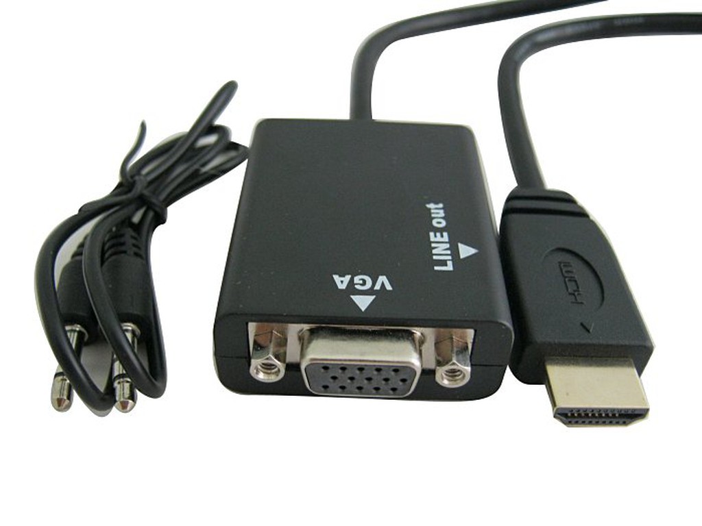 SAFEHOME  HDMI 轉 VGA + 3.5mm 孔 視訊+音源轉接線，內建晶片效果好 CA3301