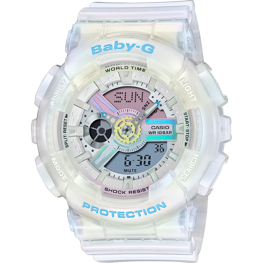 CASIO 卡西歐 女 BABY-G 極炫光色彩潮流雙顯運動腕錶(BA-110PL-7A2)