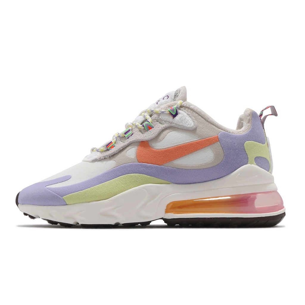 Nike 休閒鞋 Wmns Air Max 270 React 米白 紫綠橘 毛絨 女鞋【ACS】 DC3276-101