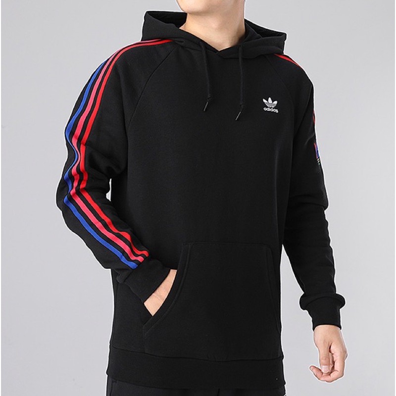 Adidas Originals 愛迪達 男款 黑色 加絨 內刷毛 長袖 衛衣 上衣 連帽T 款號：GE6245
