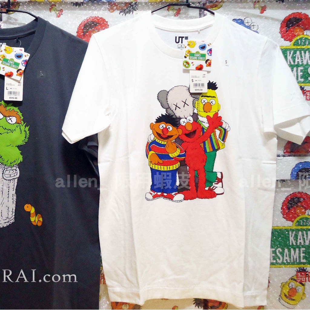 【AMBRAI.com】網紅愛款 UNIQLO x KAWS X 芝麻街 聯名 Ｆ４ 白 短袖 短T Tee UT T恤