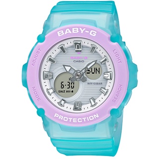 【CASIO】卡西歐 BABY-G粉嫩色調與果凍材質粉藍色錶 BGA-270-2A 台灣卡西歐保固一年