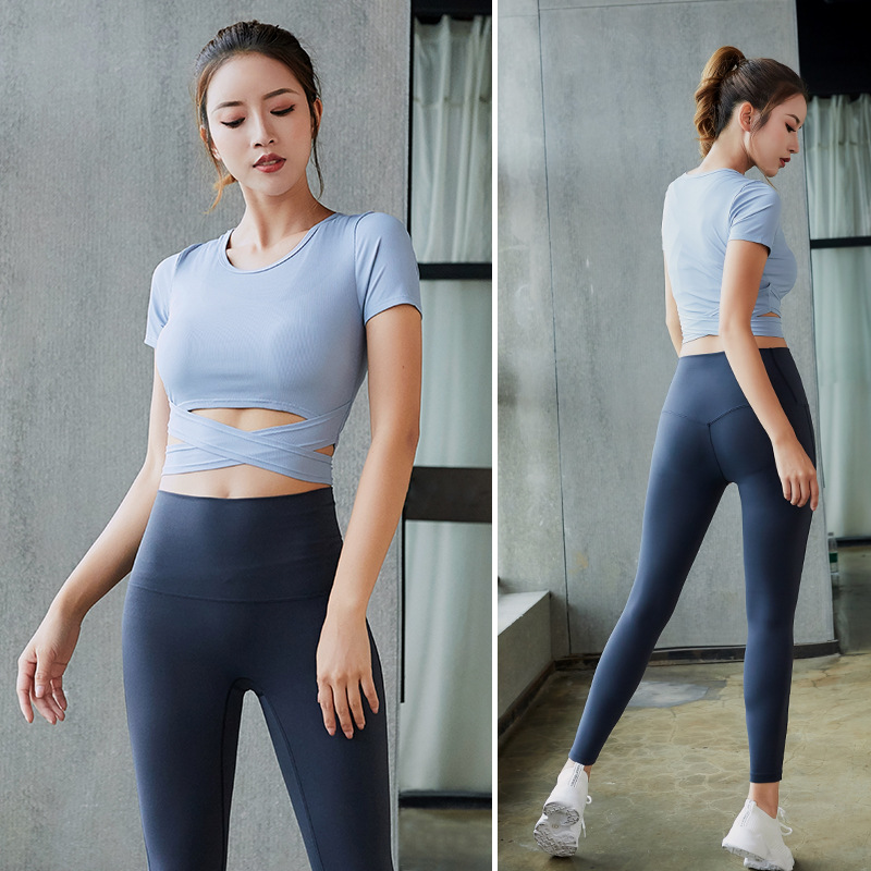 Vivi 瑜伽服套裝運動套裝女韻律服運動服瑜伽褲緊身高腰顯瘦裸感韓版蜜桃提臀瑜伽褲跑步運動健身t恤高彈健身褲