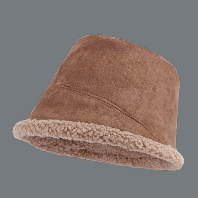寒冬必備🎩羊羔毛麂皮水桶帽/漁夫帽🎩（雙面可戴 小臉帽）