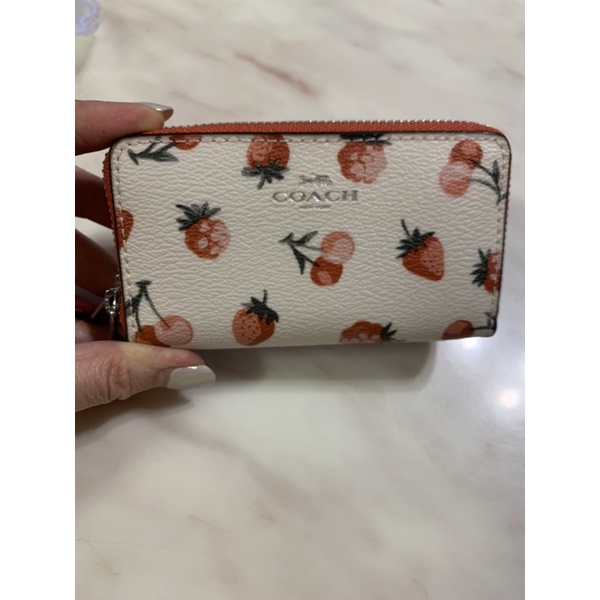 #COACH pvc皮革 萬用小錢包 雙拉鍊零錢包 卡片包 coach草莓櫻桃 限量款 美國專櫃購入 全新現貨 正貨