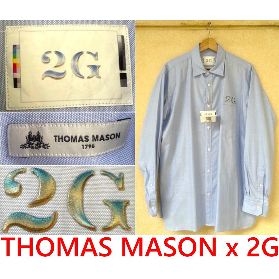 BLACK全新2G TOKYO x 空山基 x THOMAS MASON 1796 英國製2G金屬刺繡牛津布襯衫