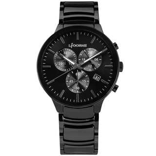 LICORNE 力抗 / 三眼計時 時尚 日期 陶瓷不鏽鋼手錶 黑色 / LT153MBBI / 42mm