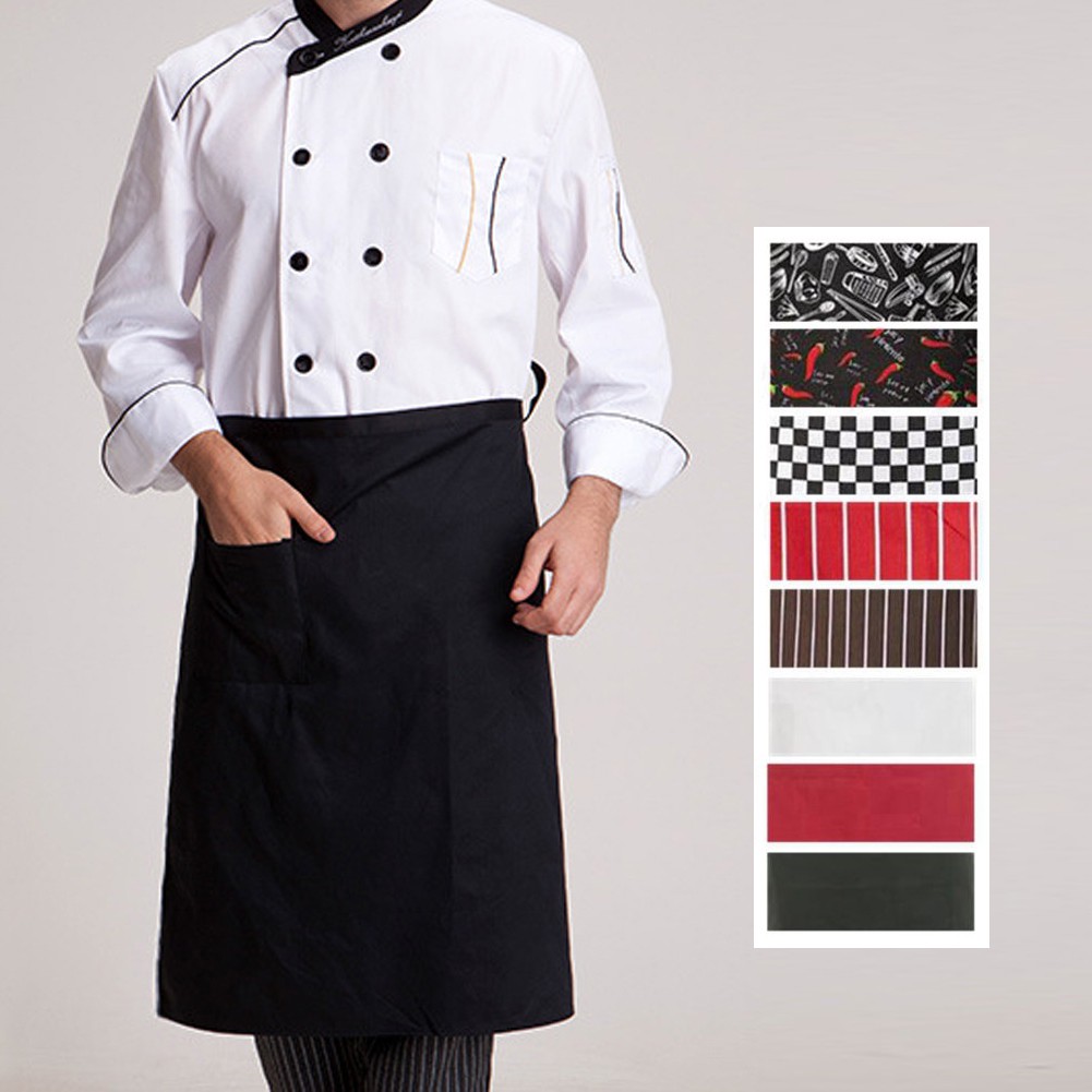 Top 廚房圍裙半身長腰圍裙餐飲廚師服務員制服新 蝦皮購物